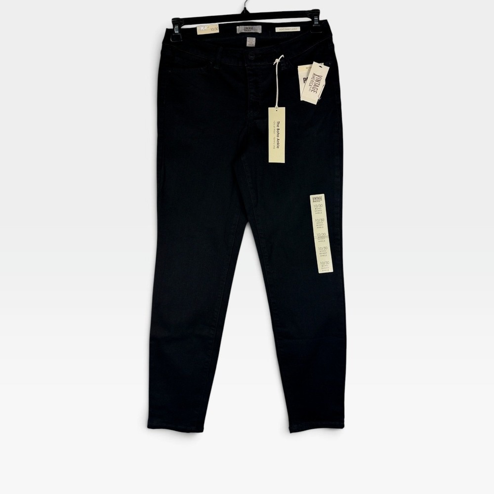 Vintage America Blues Boho Skinny Ankle Jeans Womens 10/30 Black Stretch NWT